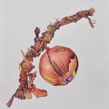 Dessin intitulée "L'oignon - Stylo bi…" par Valérie Jouffroy Ricotta, Œuvre d'art originale, Stylo à bille