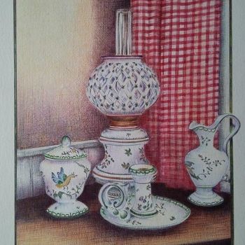 Rysunek zatytułowany „Les porcelaines” autorstwa Valérie Jouffroy Ricotta, Oryginalna praca, Długopis