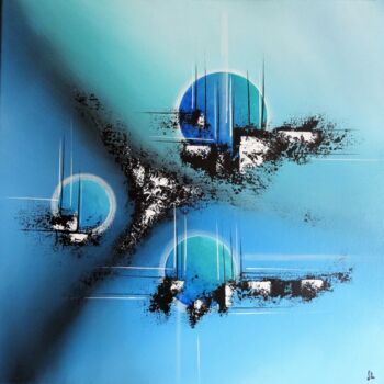 Painting titled "Les voyages de Cyra…" by Valérie Lamarre, Original Artwork, Acrylic Mounted on Wood Stretcher frame