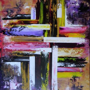 Painting titled "Le jardin des délic…" by Valérie Lamarre, Original Artwork, Acrylic Mounted on Wood Stretcher frame
