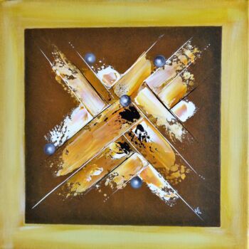 Painting titled "Vanille caramel" by Valérie Lamarre, Original Artwork, Acrylic Mounted on Wood Stretcher frame
