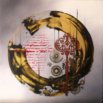 Painting titled "Steampunk 3" by Valérie Lamarre, Original Artwork, Acrylic Mounted on Wood Stretcher frame