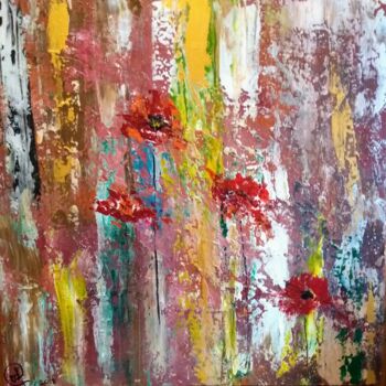 Painting titled "Coquelicots" by Valérie Lavrut, Original Artwork, Acrylic