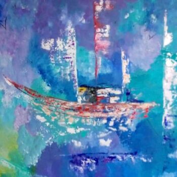 Painting titled "petit bateau" by Valérie Lavrut, Original Artwork, Acrylic