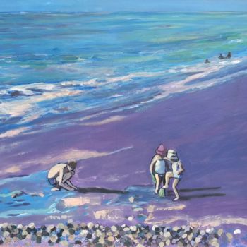 Painting titled "Beach-boys" by Valérie Le Meur, Original Artwork, Acrylic Mounted on Wood Stretcher frame
