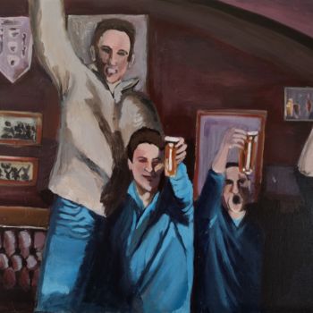 Painting titled "Cheers!" by Valérie Le Meur, Original Artwork, Acrylic Mounted on Wood Stretcher frame