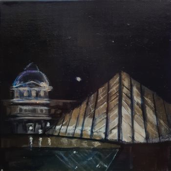 Painting titled "Paris by night: Le…" by Valérie Le Meur, Original Artwork, Acrylic Mounted on Wood Stretcher frame