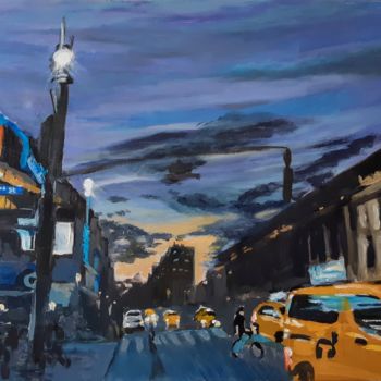 Painting titled "New-York West 33rd" by Valérie Le Meur, Original Artwork, Acrylic Mounted on Wood Stretcher frame