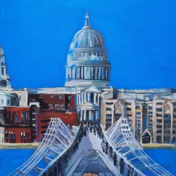 Painting titled "Saint Paul Millenium" by Valérie Le Meur, Original Artwork, Acrylic Mounted on Wood Stretcher frame