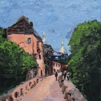 Painting titled "Paris-Montmartre" by Valérie Le Meur, Original Artwork, Acrylic Mounted on Wood Stretcher frame