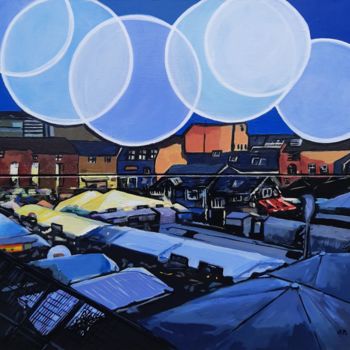 Peinture intitulée "Camden roofs (dipty…" par Valérie Le Meur, Œuvre d'art originale, Acrylique Monté sur Châssis en bois