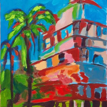 Painting titled "Miami Vibes" by Valérie Le Meur, Original Artwork, Acrylic Mounted on Wood Stretcher frame