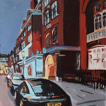 Malarstwo zatytułowany „Porsche & Chelsea” autorstwa Valérie Le Meur, Oryginalna praca, Akryl Zamontowany na Drewniana rama…
