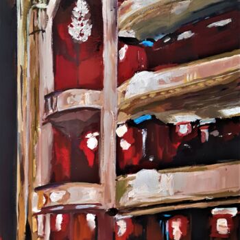Pintura intitulada "Les balcons de théâ…" por Valérie Le Meur, Obras de arte originais, Acrílico Montado em Armação em madei…