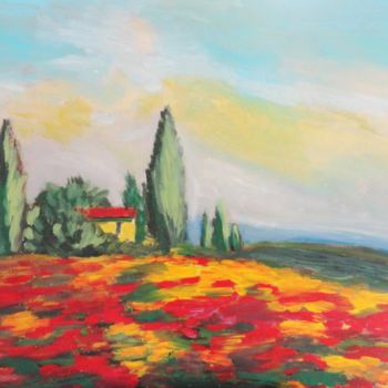 Painting titled "Morning in Tuscany" by Valerie Leri, Original Artwork, Acrylic