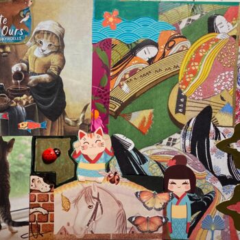 Collages titled "Japon" by Valerie Noble Val, Original Artwork, Collages