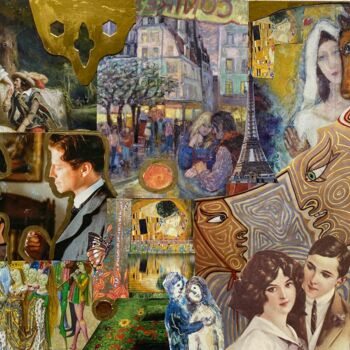 Collages intitolato "Couples" da Valerie Noble Val, Opera d'arte originale, Collages
