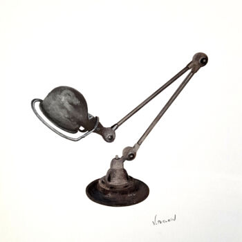 Drawing titled "Jielde lampe à 2 br…" by Valérie Perlein, Original Artwork, Acrylic