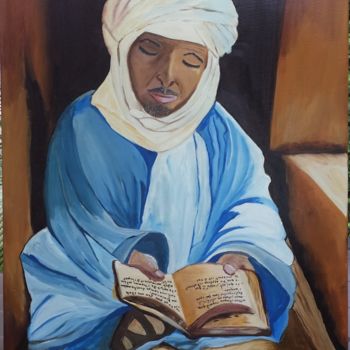 Painting titled "La lecture" by Valérie Perrault, Original Artwork, Acrylic