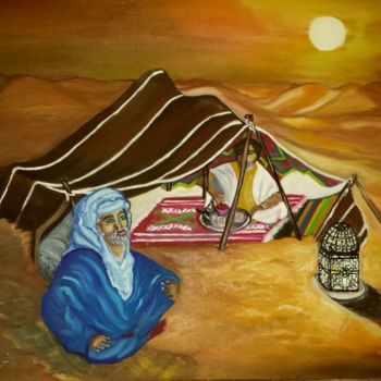 Peinture intitulée "Campement à Douz" par Valérie Perrault, Œuvre d'art originale, Huile