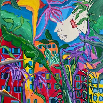 Картина под названием "La capodanna" - Valérie Riou, Подлинное произведение искусства, Акрил Установлен на Деревянная рама д…