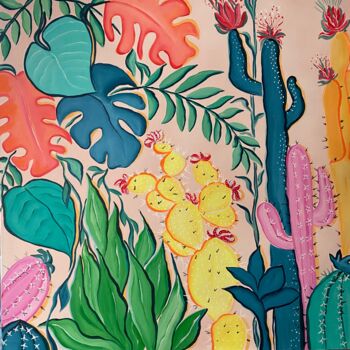 Peinture intitulée "Kaktus" par Valérie Riou, Œuvre d'art originale, Acrylique Monté sur Châssis en bois