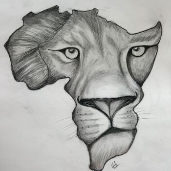 Dessin intitulée "Lion" par Valerie Sagnier (Val'Art), Œuvre d'art originale, Crayon