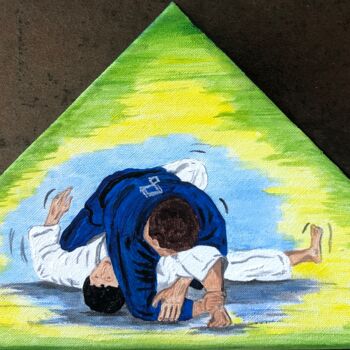 Malarstwo zatytułowany „Jiu-jitsu brésilien…” autorstwa Valérie Schuler, Oryginalna praca, Akryl Zamontowany na Drewniana ra…