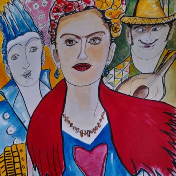 Painting titled "FRIDA IN LOVE" by Valérie Vasseur, Original Artwork, Acrylic