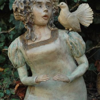 Sculpture intitulée "La colombe" par Valérie Zahonero, Œuvre d'art originale, Argile