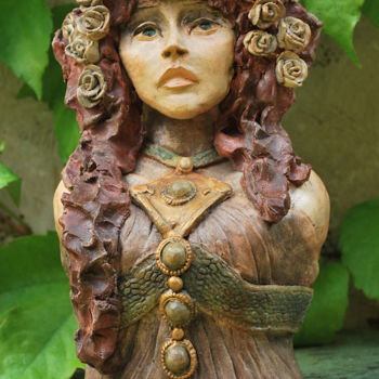 雕塑 标题为“La belle aux roses” 由Valérie Zahonero, 原创艺术品, 粘土