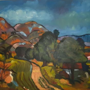 Peinture intitulée "Paysage de Provence" par Valérie Denise, Œuvre d'art originale, Huile Monté sur Châssis en bois