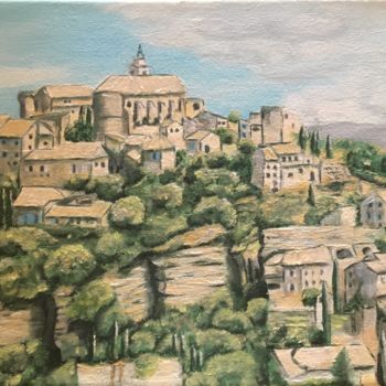 Painting titled "Gordes en Provence" by Valerie Cipollina, Original Artwork, Oil