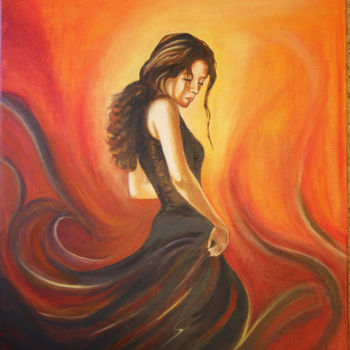 Peinture intitulée "Laisse danser le fe…" par Valérie Domenjoz, Œuvre d'art originale