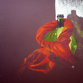 Dessin intitulée "Le foulard" par Valérie Domenjoz, Œuvre d'art originale, Pastel