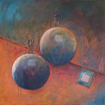 Painting titled "Les deux mondes, or…" by Valérie Eymeric, Original Artwork