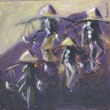 Painting titled "Chinois chapeaux" by Valérie Eymeric, Original Artwork