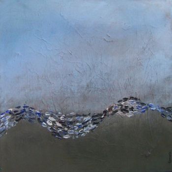 Peinture intitulée "Paysage bleu et gri…" par Valérie Eymeric, Œuvre d'art originale