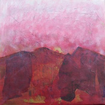 Painting titled "Paysage rose, Solei…" by Valérie Eymeric, Original Artwork