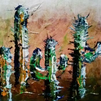 Painting titled "cactus-20cmx20cm-20…" by Valérie Eymeric, Original Artwork, Oil