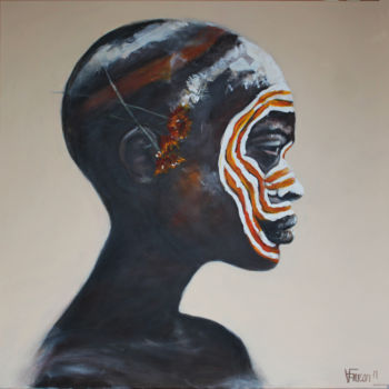 Peinture intitulée "peuple de l'omo" par Valérie Faucon, Œuvre d'art originale, Acrylique