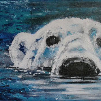 Painting titled "Ours blanc 1" by Valérie Faucon, Original Artwork, Acrylic