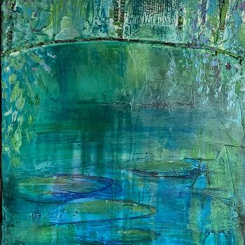Painting titled "Pont de giverny" by Valérie Faucon, Original Artwork, Acrylic Mounted on Wood Stretcher frame
