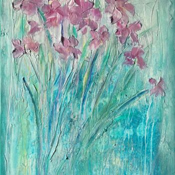 Painting titled "Floraison" by Valérie Faucon, Original Artwork, Acrylic Mounted on Wood Stretcher frame