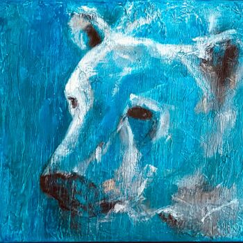 Painting titled "Ours polaire" by Valérie Faucon, Original Artwork, Acrylic Mounted on Wood Stretcher frame