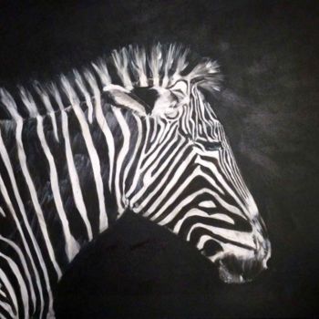 Painting titled "zebre" by Valérie Faucon, Original Artwork, Acrylic