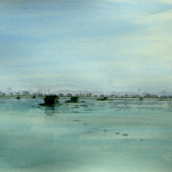 Painting titled "61 Aquarelle la bai…" by Valérie Frenel, Original Artwork, Watercolor