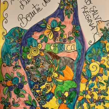 Drawing titled "Jardin d'une île de…" by Valerie Guiot, Original Artwork, Marker