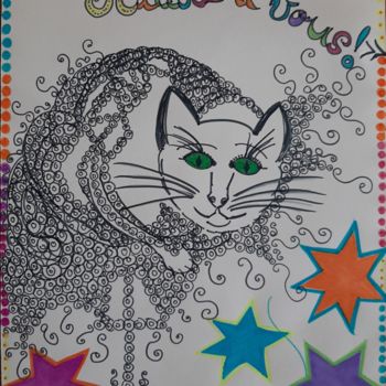 Drawing titled "WILLY LE CHAT." by Valerie Guiot, Original Artwork, Marker