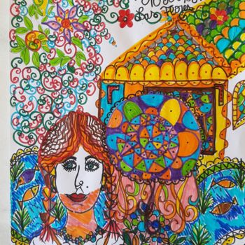 Drawing titled "Nosotros , las flor…" by Valerie Guiot, Original Artwork, Marker
